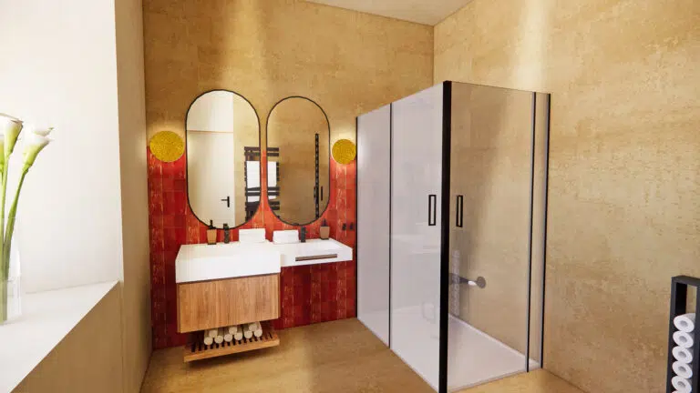 The suite has a spacious, modern bathroom that is also accessible to people with reduced mobility.